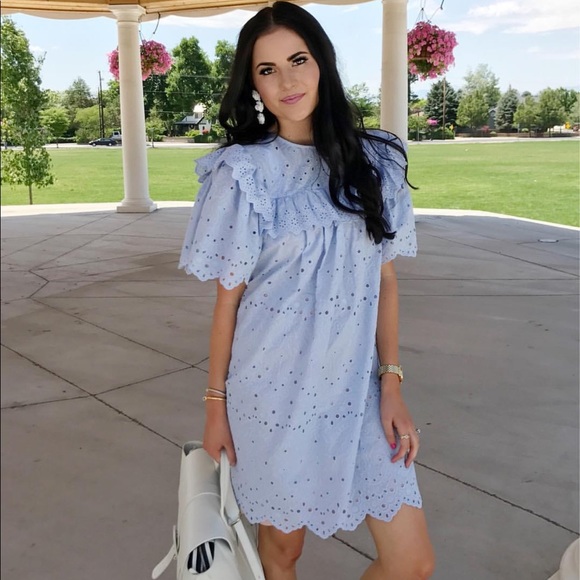 H&M Dresses & Skirts - H&M Baby Blue Eyelet Summer Dress